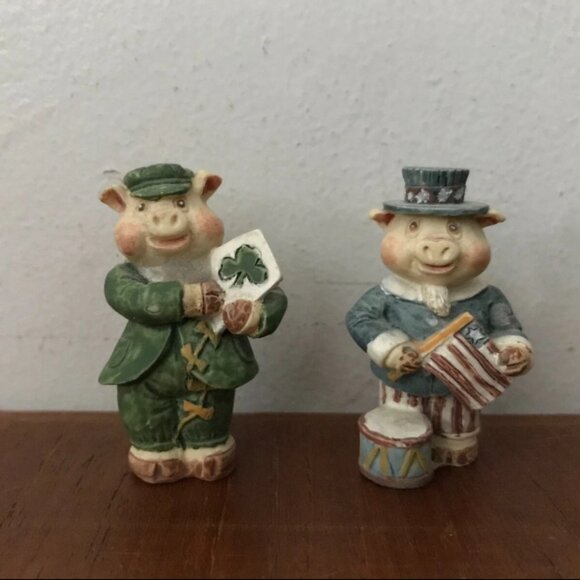 Vintage 1992 Russ Berrie Tender Heart Treasures Holiday Pig Figurines Lot of 8 - Picture 4 of 7